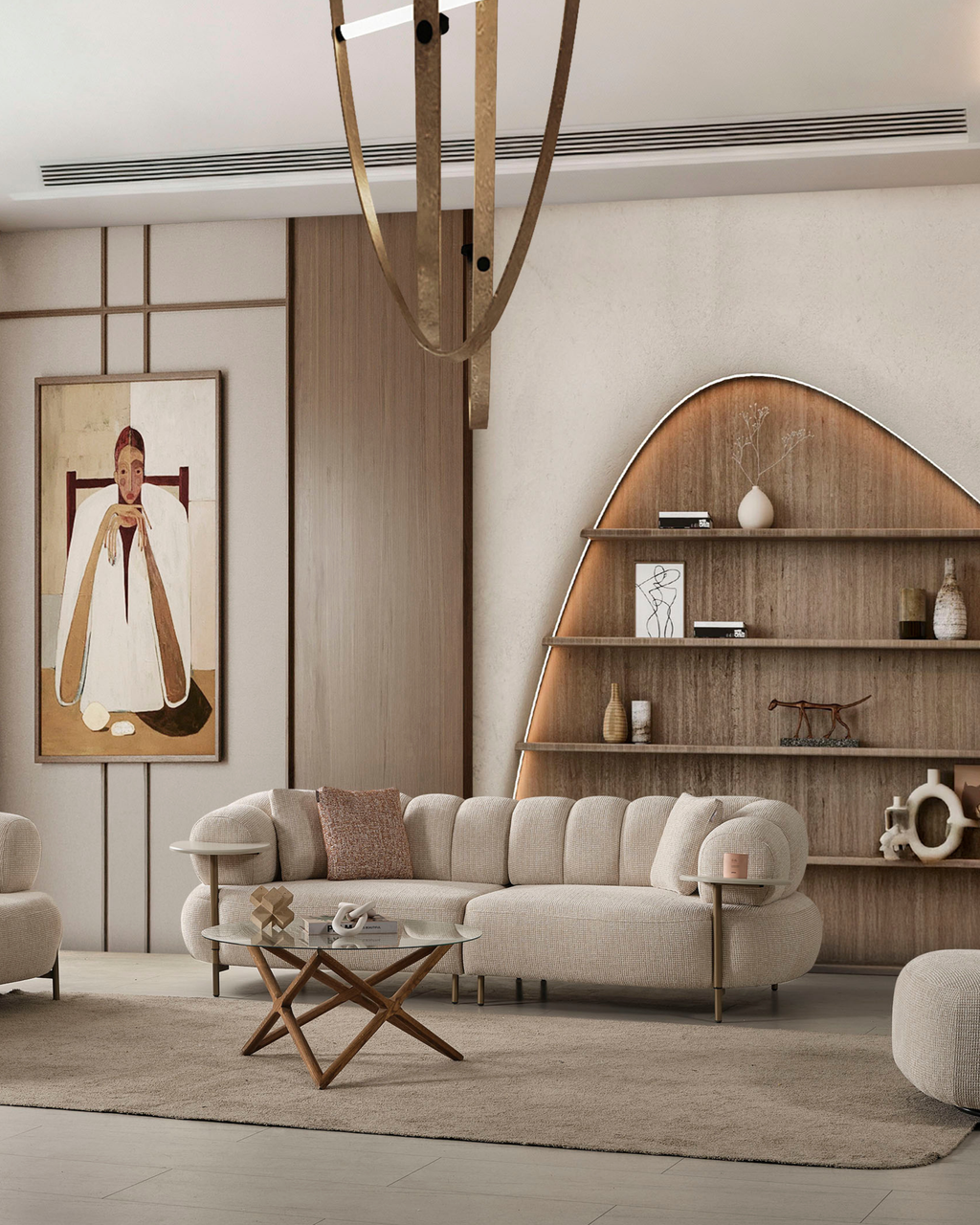 Defne 3-Sitzer Sofa – Modulares Sofa mit Schlaffunktion und flexiblem Beistelltisch