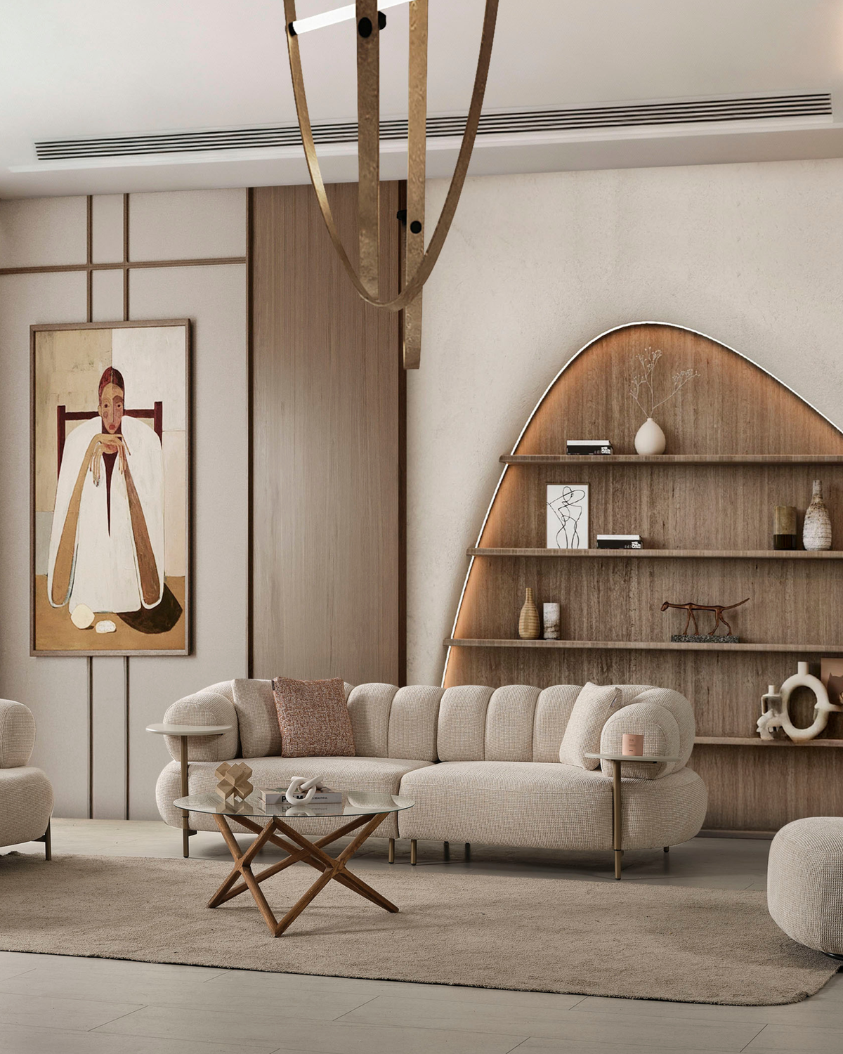 Defne 3-Sitzer Sofa – Modulares Sofa mit Schlaffunktion und flexiblem Beistelltisch