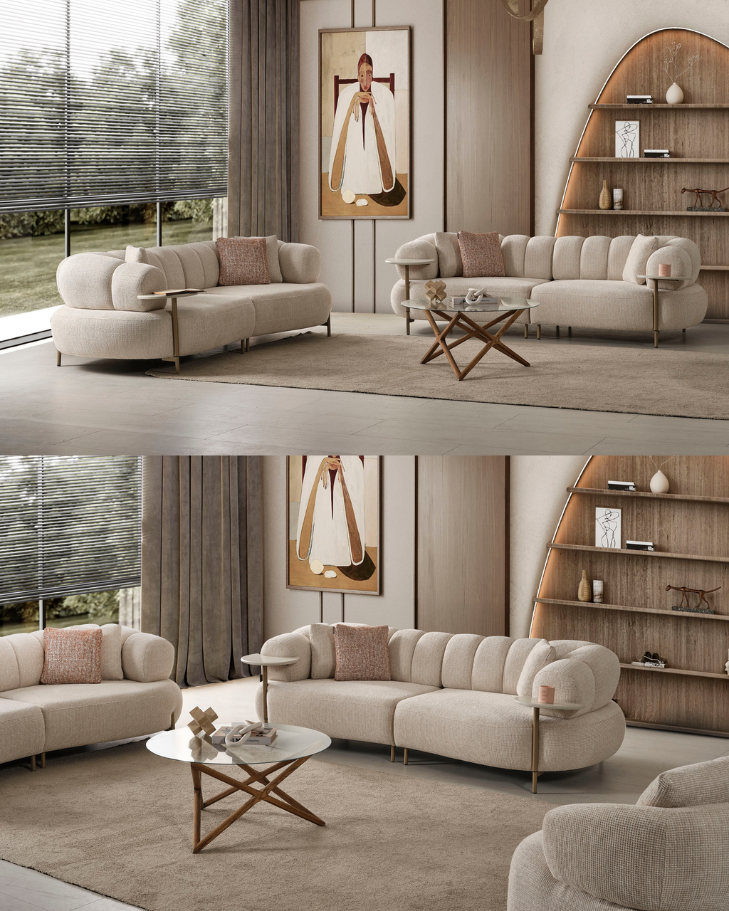 Defne Sofa Set – Modulares Sofa mit Schlaffunktion und flexiblen Beistelltischen