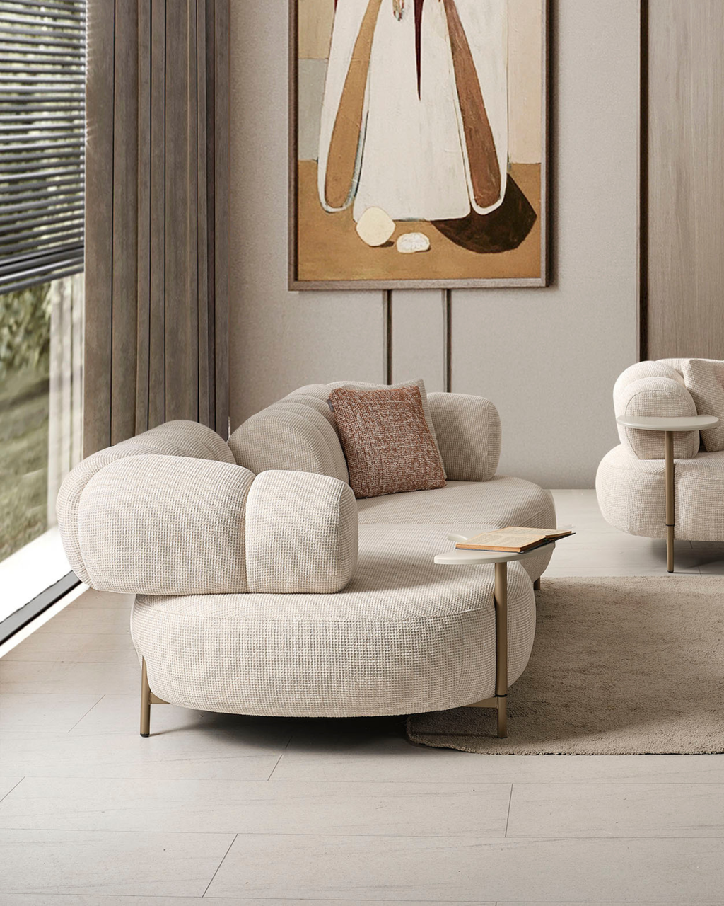 Defne 3-Sitzer Sofa – Modulares Sofa mit Schlaffunktion und flexiblem Beistelltisch