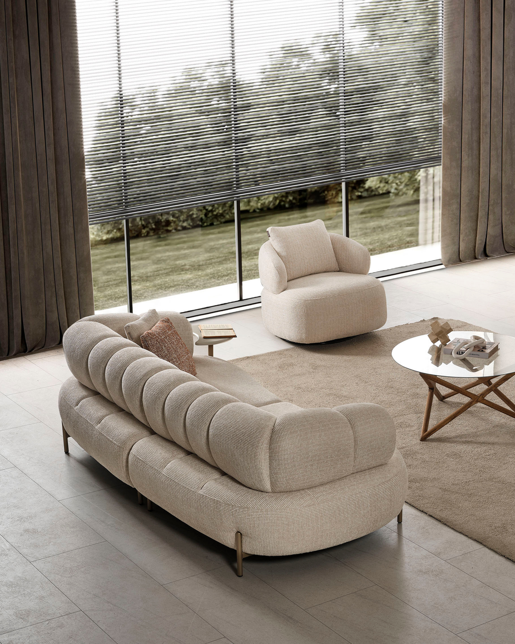 Defne 3-Sitzer Sofa – Modulares Sofa mit Schlaffunktion und flexiblem Beistelltisch