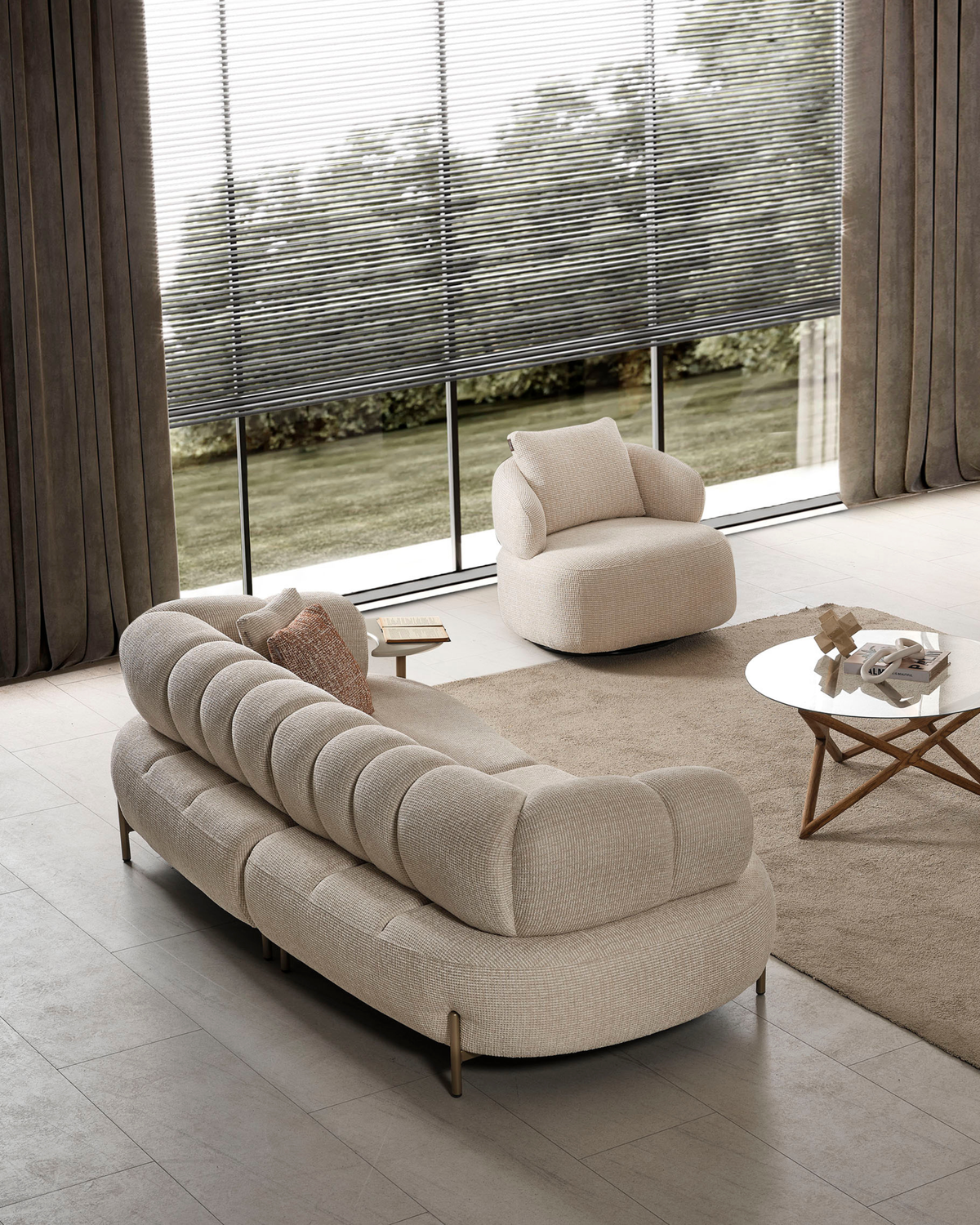 Defne 3-Sitzer Sofa – Modulares Sofa mit Schlaffunktion und flexiblem Beistelltisch