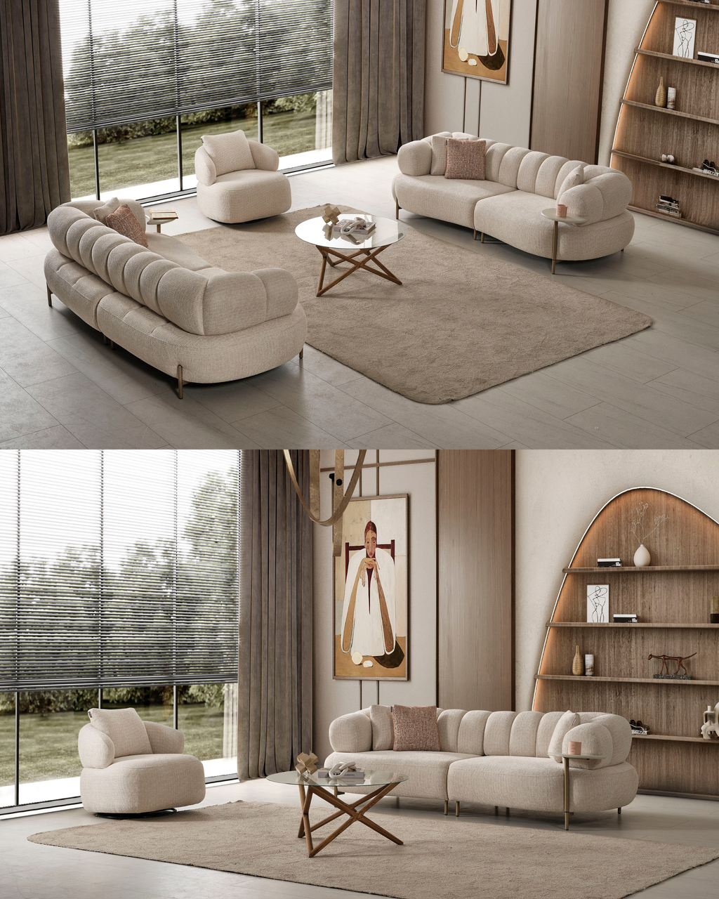 Defne Sofa Set – Modulares Sofa mit Schlaffunktion und flexiblen Beistelltischen