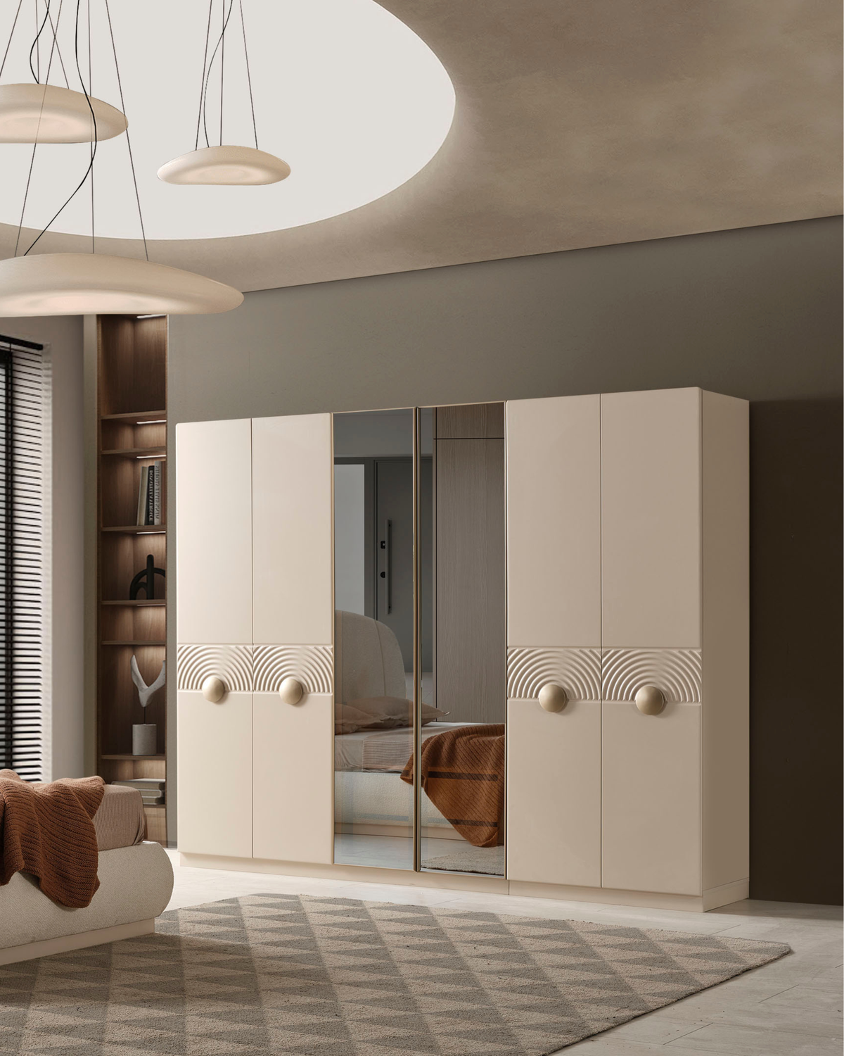 Alyans Schlafzimmer-Set mit Schminktisch – Komplettes Schlafzimmer mit 6-türigem Kleiderschrank