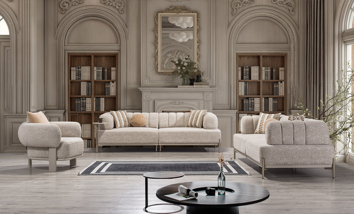 Madrid Sofa Set – Modernes Sofa mit Schlaffunktion und integriertem Beistelltisch
