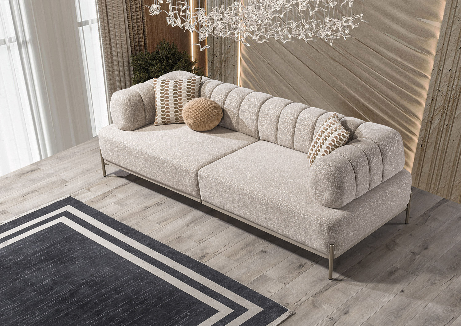 Madrid Sofa Set – Modernes Sofa mit Schlaffunktion und integriertem Beistelltisch