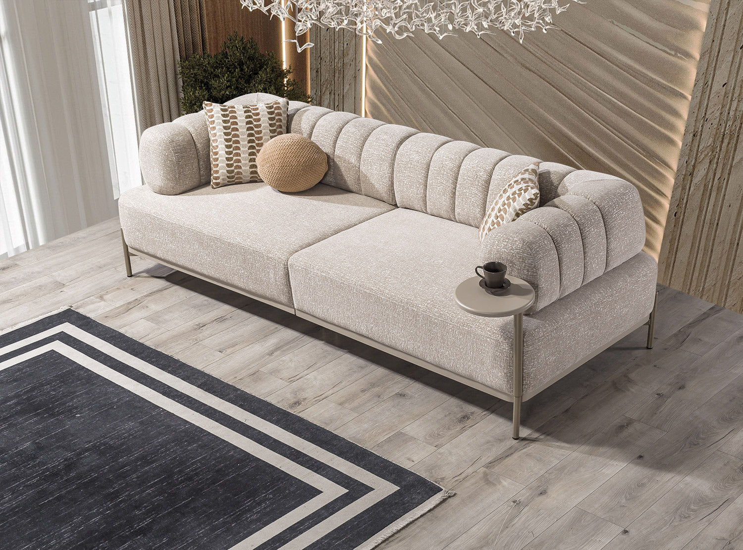 Madrid Sofa Set – Modernes Sofa mit Schlaffunktion und integriertem Beistelltisch