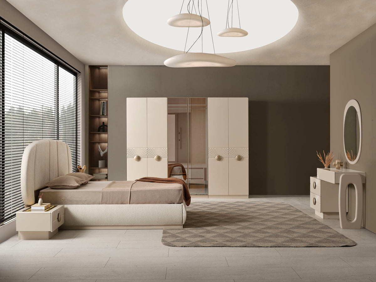 Alyans Schlafzimmer-Set mit Schminktisch – Komplettes Schlafzimmer mit 6-türigem Kleiderschrank