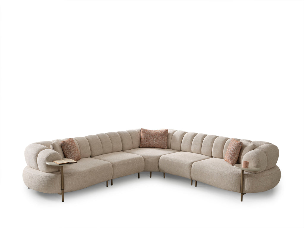 Ecksofa Defne mit integrierten Beistelltischen, 310x310cm