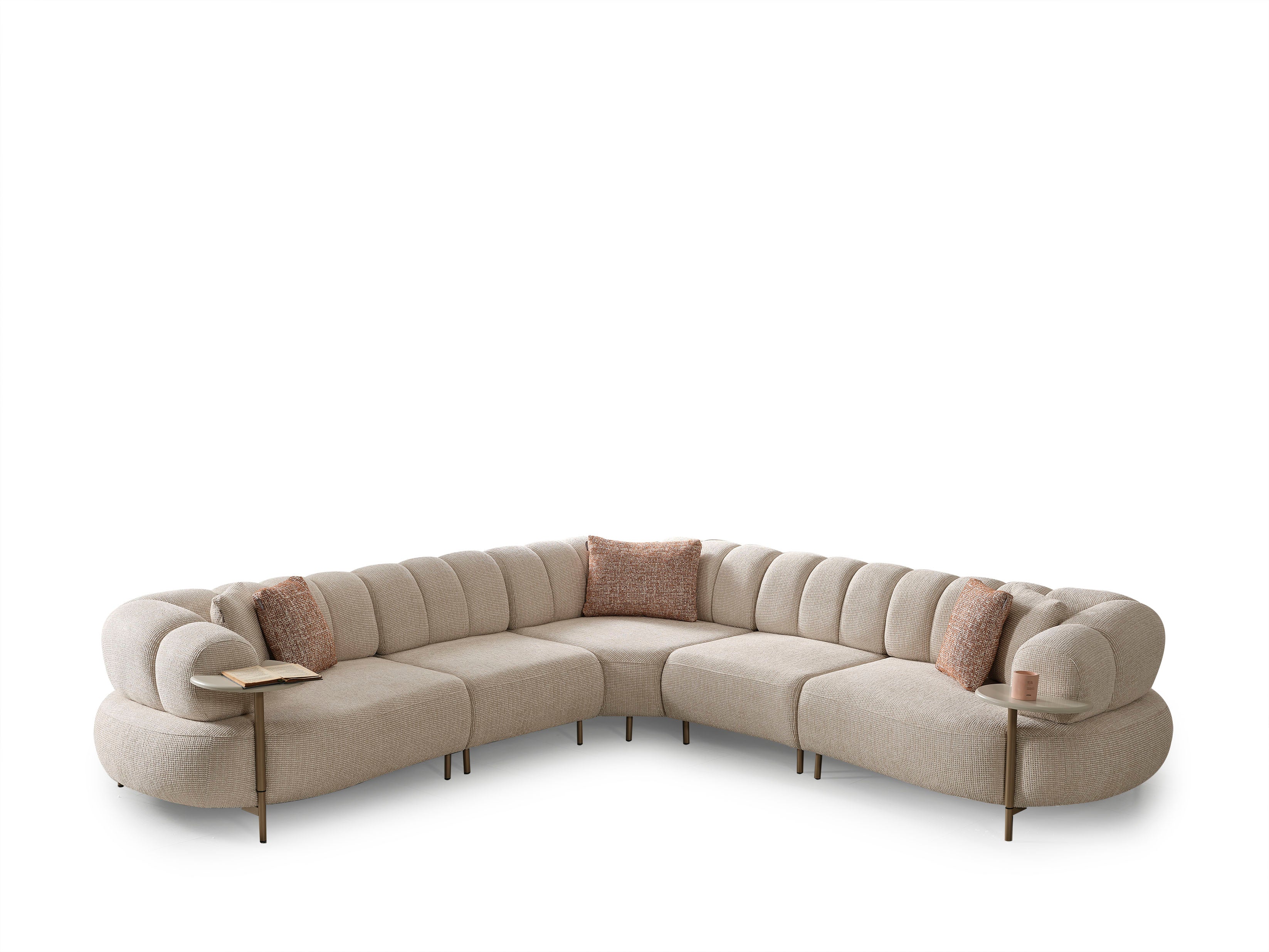 Ecksofa Defne mit integrierten Beistelltischen, 310x310cm